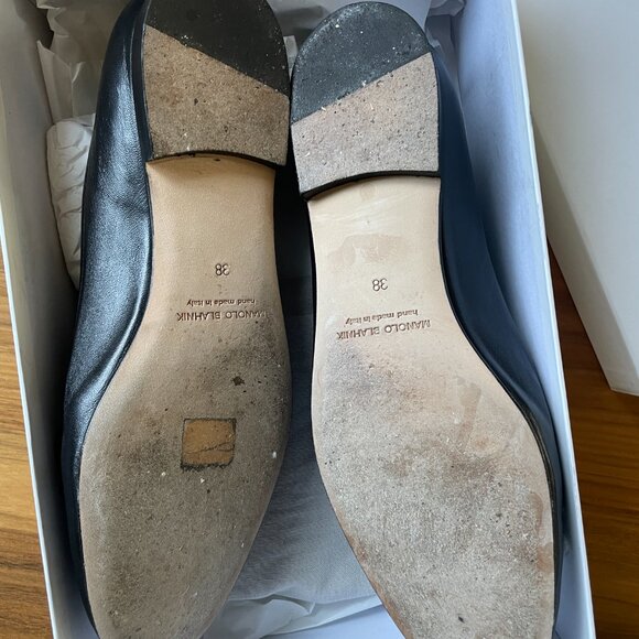 Manolo Blahnik Veralli Bow-Detailed Leather Ballet Flats 38 - Picture 6 of 8